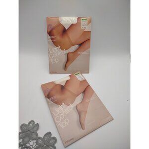 WHITE Color Vintage Lot of 2 JC Penney Pantyhose Light Control Top New Old Stock